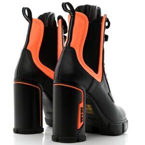 Prada neoprene and leather platform boots